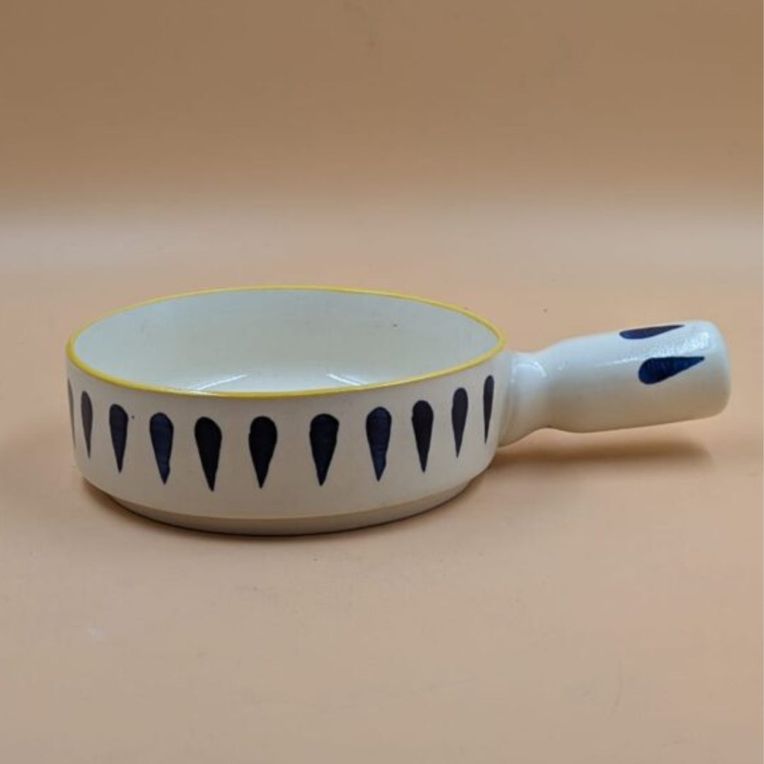 Breakfast Bowl with Handle - Black Teardrop Pattern