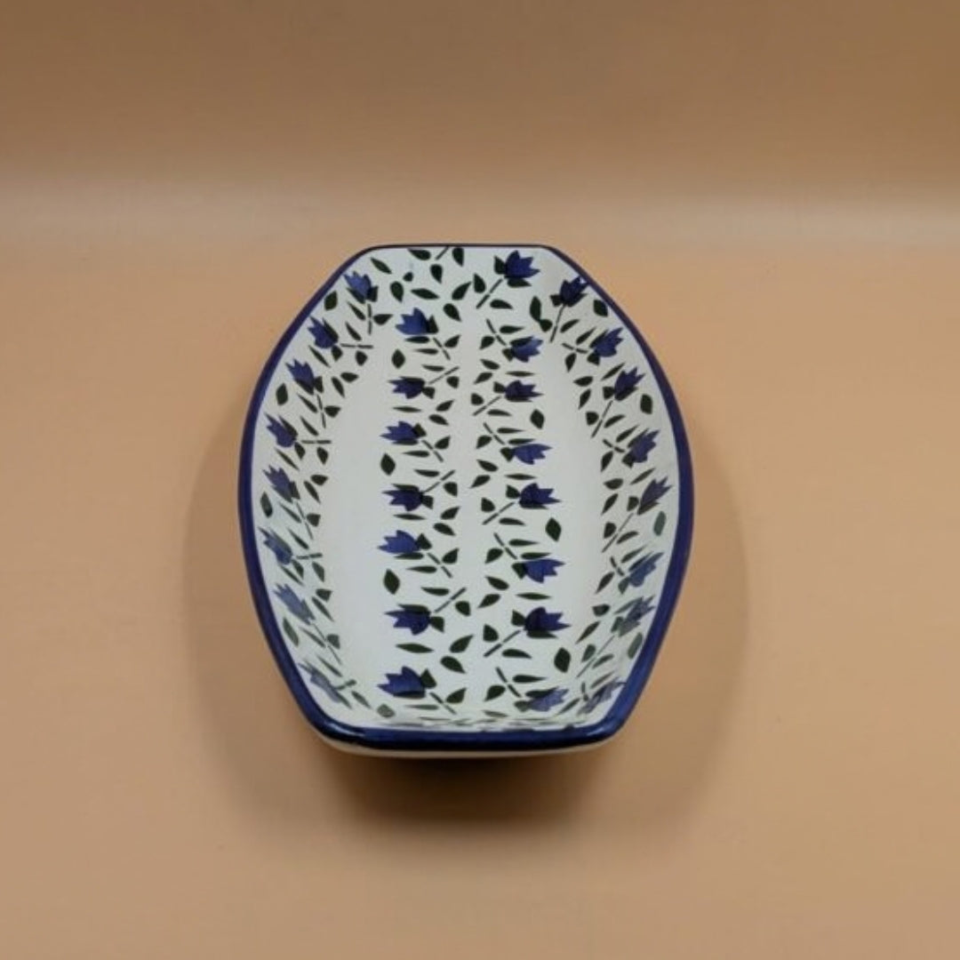 Platter - Rectangular Blue Floral Handpainted Design