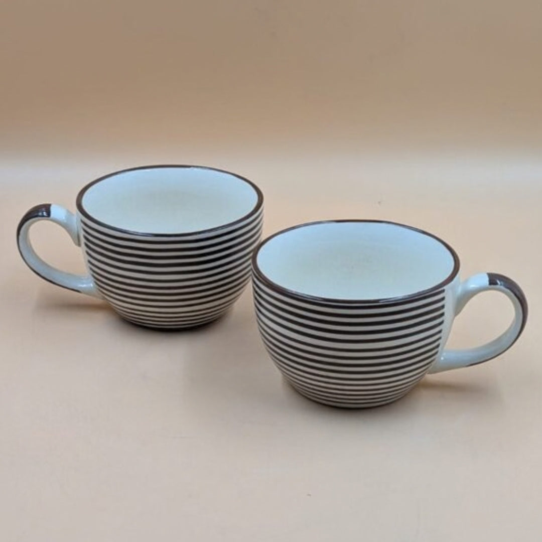 Soup Cups - Black Horizontal Striped