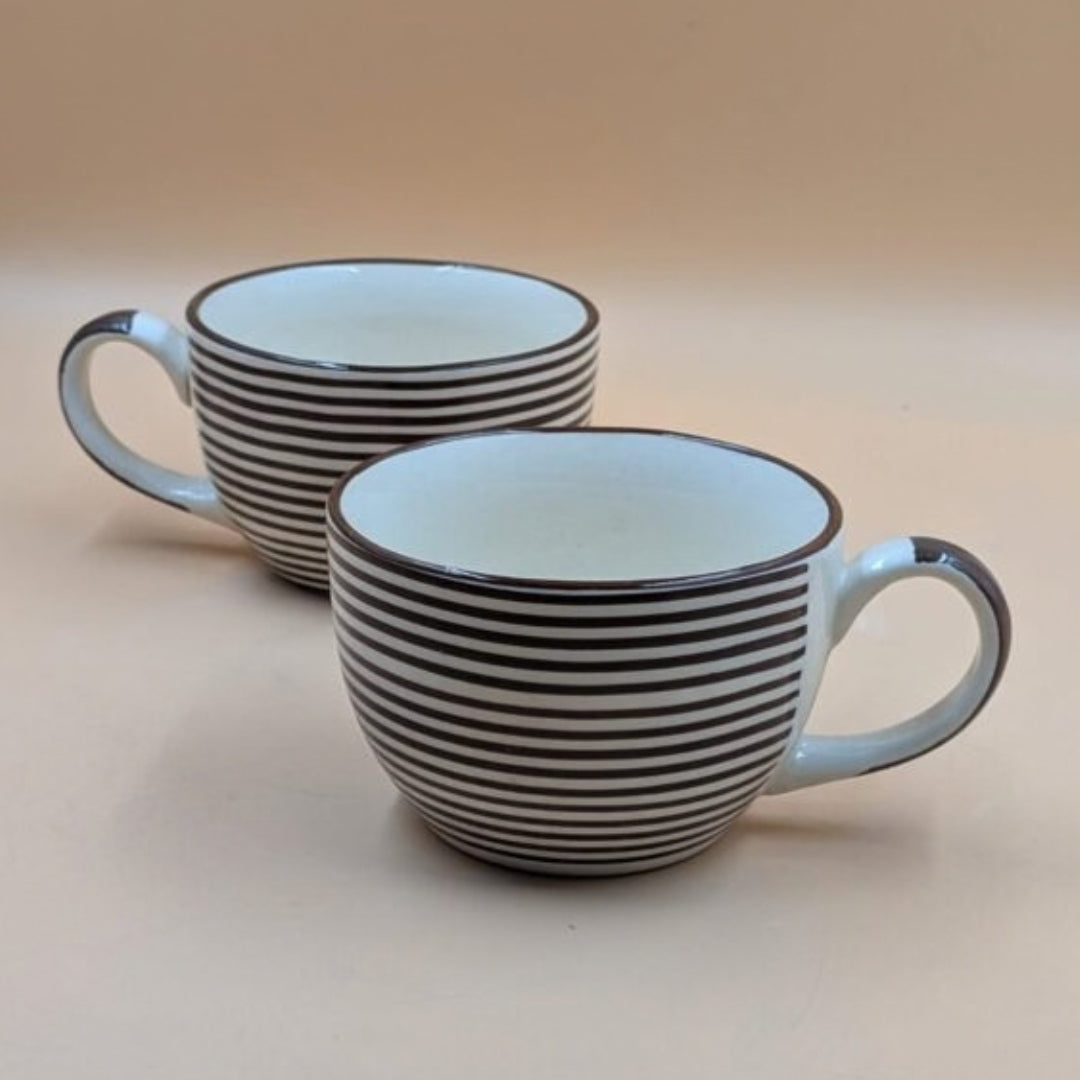 Soup Cups - Black Horizontal Striped
