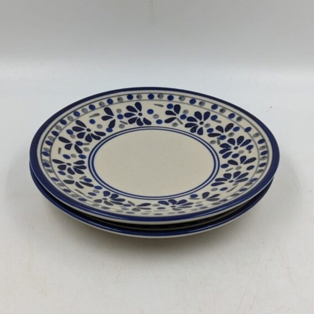 Quarter Plate - Blue Floral Rim with Cream Center