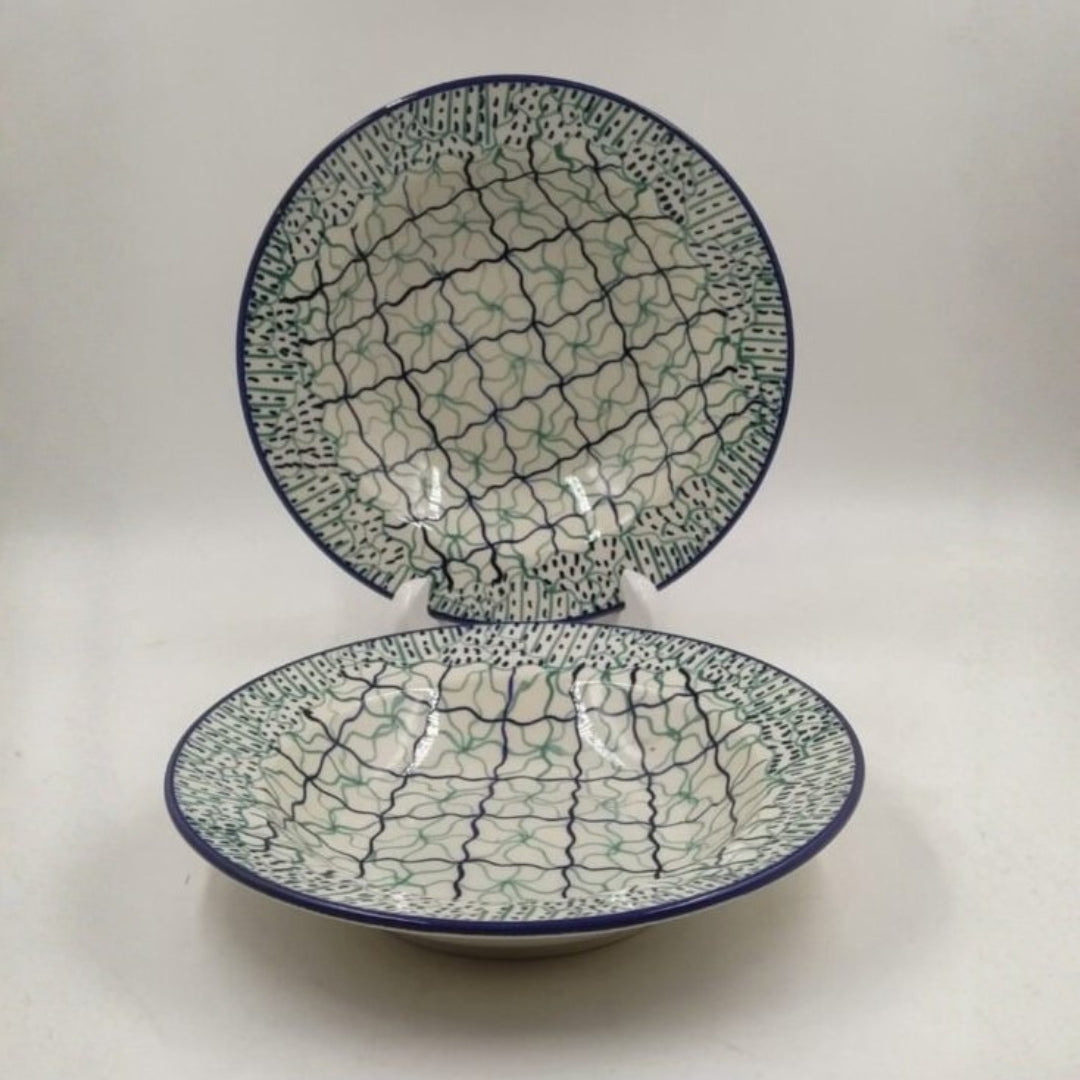 Soup Plates - Green & Blue Wire Mesh Design