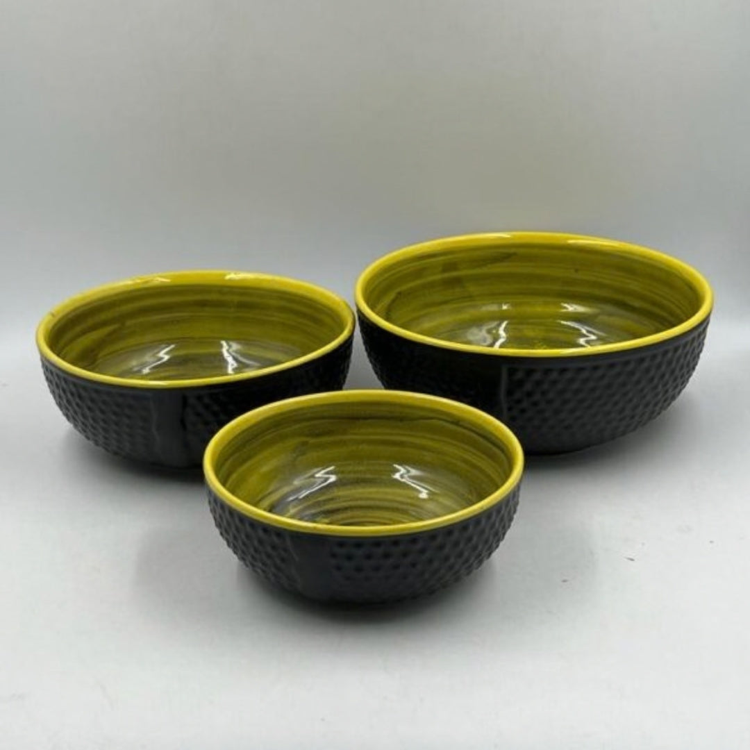 Serving Containers Set - Black & Yellow Swirl Inner