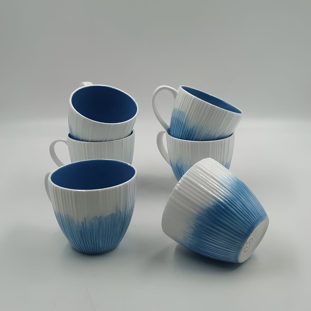 Cups Set - Set of 6, Blue & White