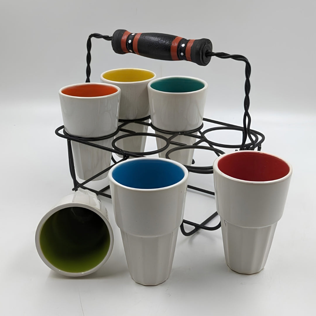 Glasses Set with Stand - Set of 6, Multicolor Interior