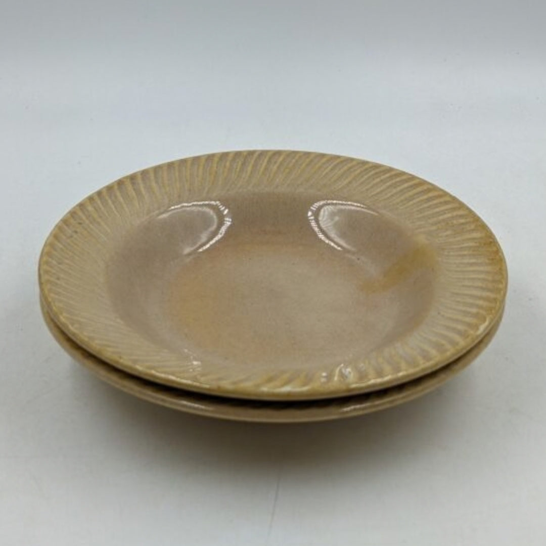 Soup Plates - Light Brown Fluted Rim