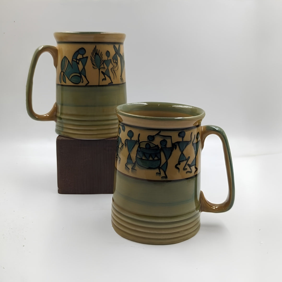 Big Mugs - Set of 2, Handpainted Tribal Art