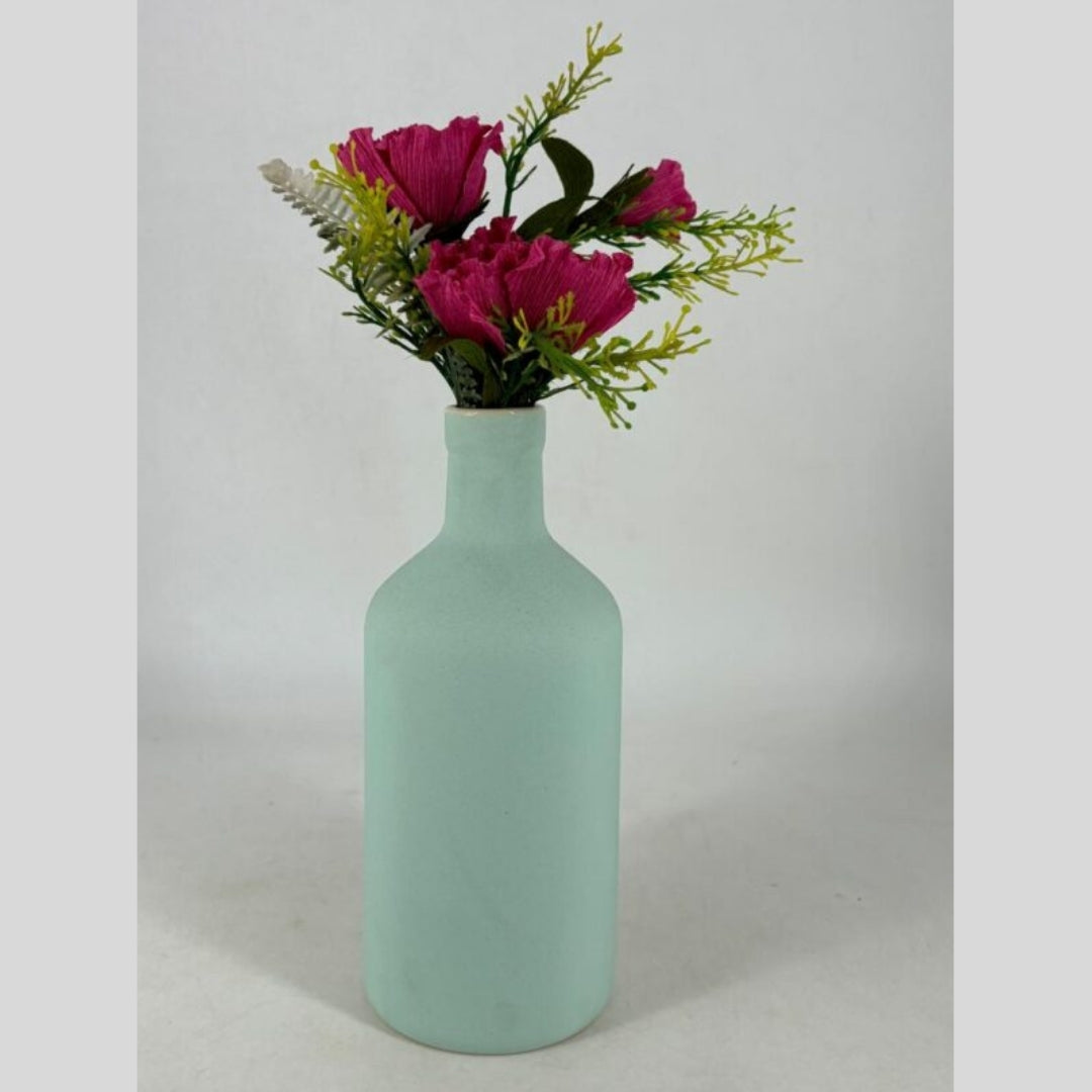 Bottle Flower Vase - Pastel Mint Green Matte