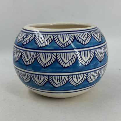 Planter - Round Cobalt Blue Bowl Pot with Scalloped Petal Motif