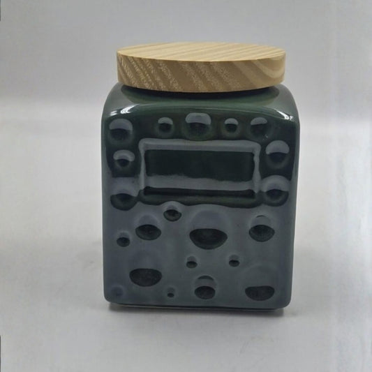 Airtight Jar with Wooden Lid - Pastel Dark Grey Textured
