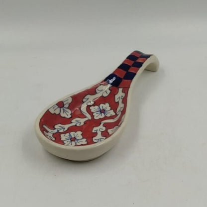 Spoonrest - Red Floral & Checkered Handle