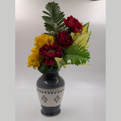 Flower Vase - Minimalist Monochrome Charcoal & White