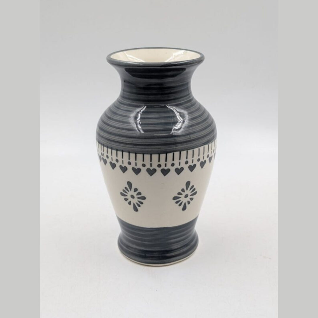 Flower Vase - Minimalist Monochrome Charcoal & White