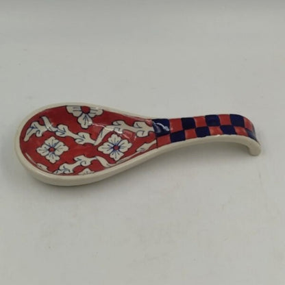 Spoonrest - Red Floral & Checkered Handle