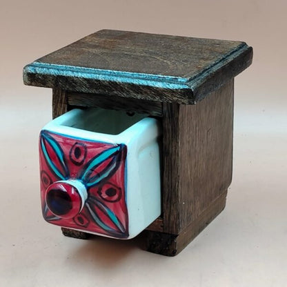 Wooden Mini Chest with Ceramic Drawer