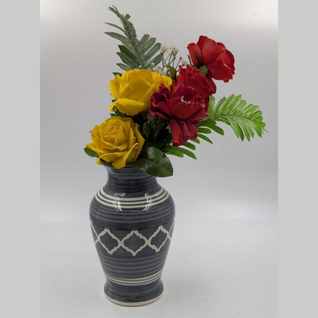 Flower Vase - Charcoal Grey Trellis Vase