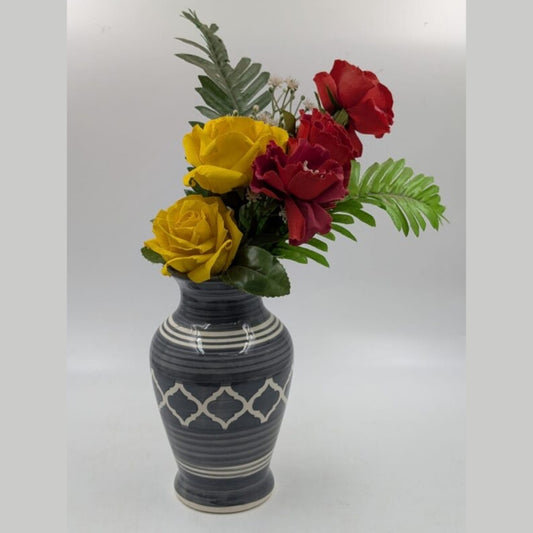 Flower Vase - Charcoal Grey Trellis Vase