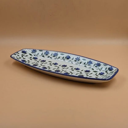 Platter - Rectangular Blue Floral Handpainted Design