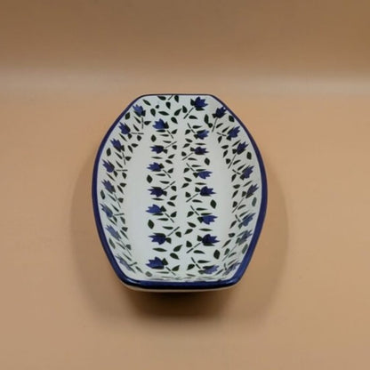 Platter - Rectangular Blue Floral Handpainted Design