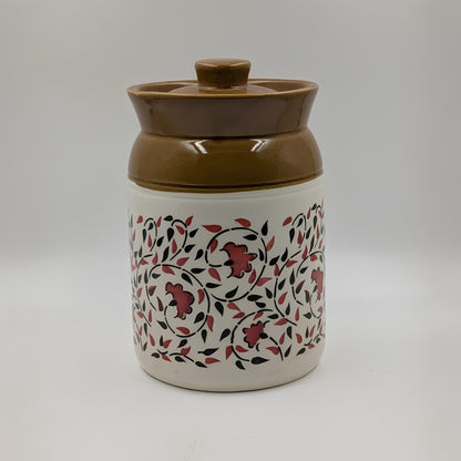 Jar - Floral Print with Brown Lid