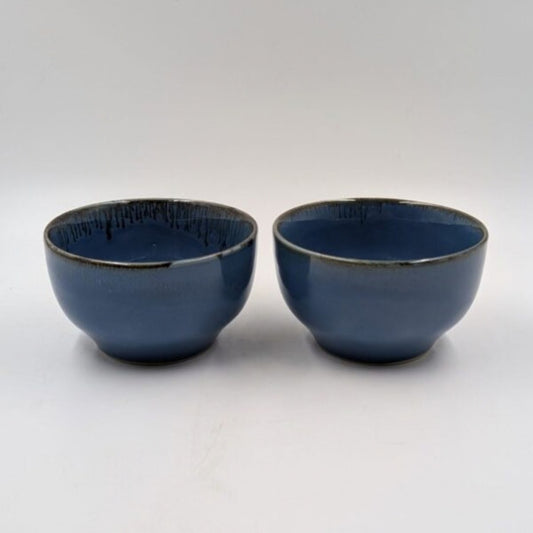 Ceramic Serving Containers / Soup Bowls - Blue Glazed