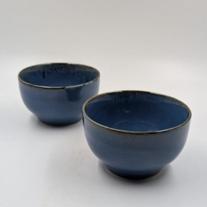 Ceramic Serving Containers / Soup Bowls - Blue Glazed