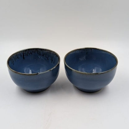 Ceramic Serving Containers / Soup Bowls - Blue Glazed