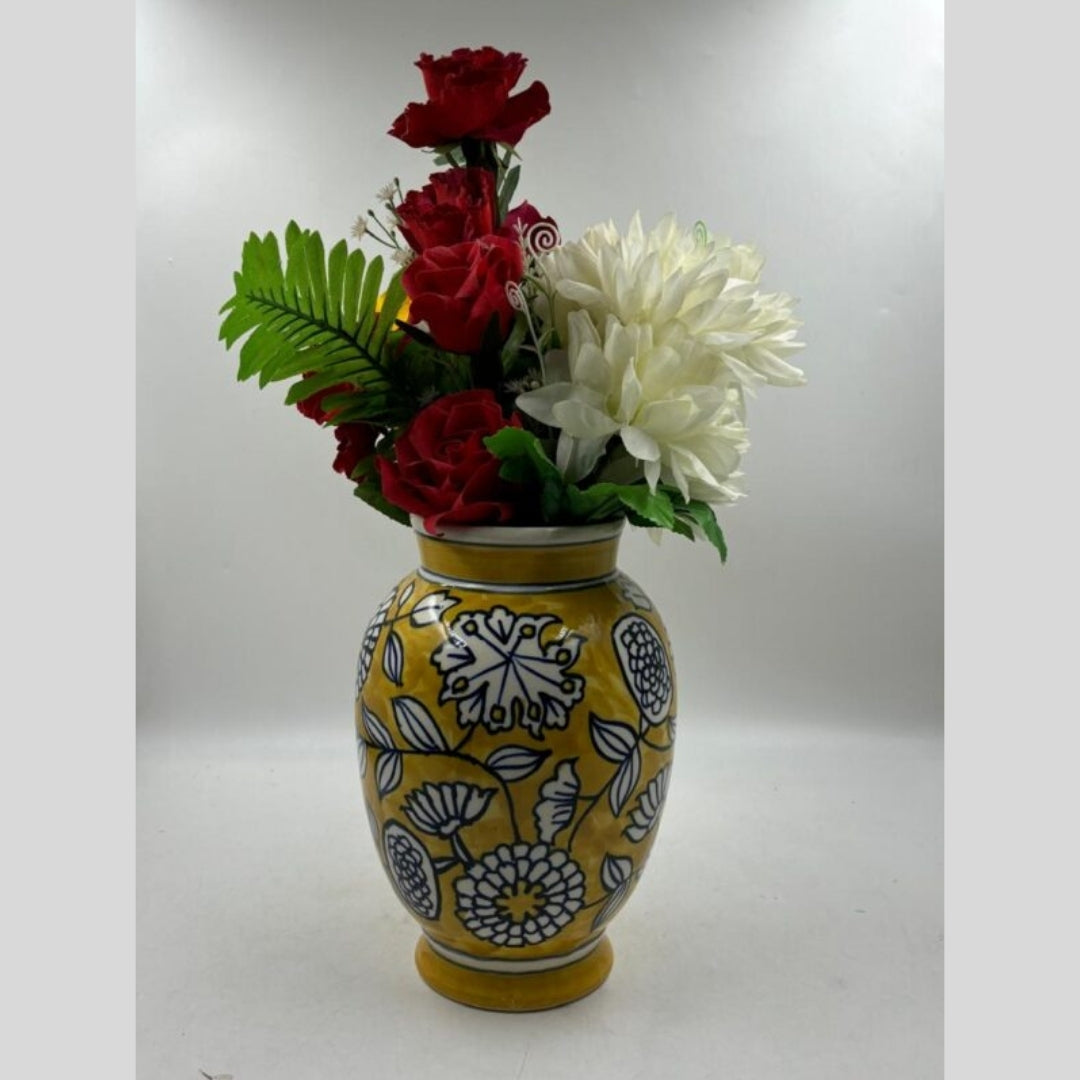 Flower Vase - Mustard Yellow Monochrome Floral Vase