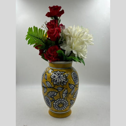 Flower Vase - Mustard Yellow Monochrome Floral Vase