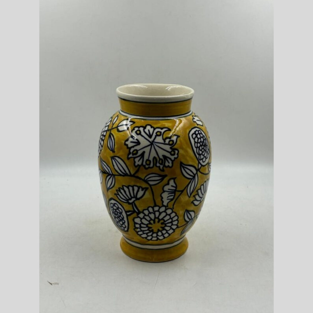 Flower Vase - Mustard Yellow Monochrome Floral Vase
