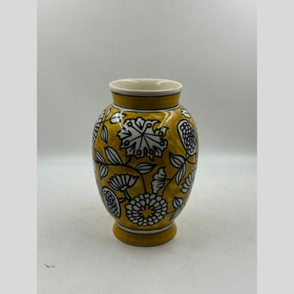 Flower Vase - Mustard Yellow Monochrome Floral Vase