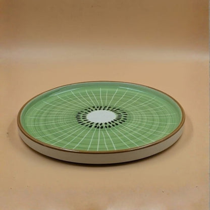 Plate - Green Kiwi Fruit Slice Pattern
