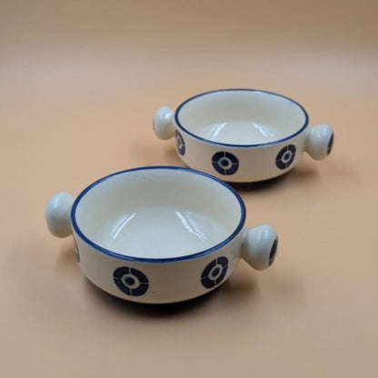 Soup Bowls with Double Round Handles - Evil Eye Design
