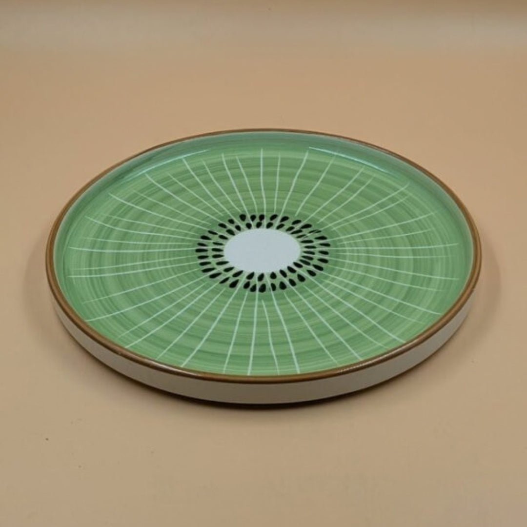 Plate - Green Kiwi Fruit Slice Pattern