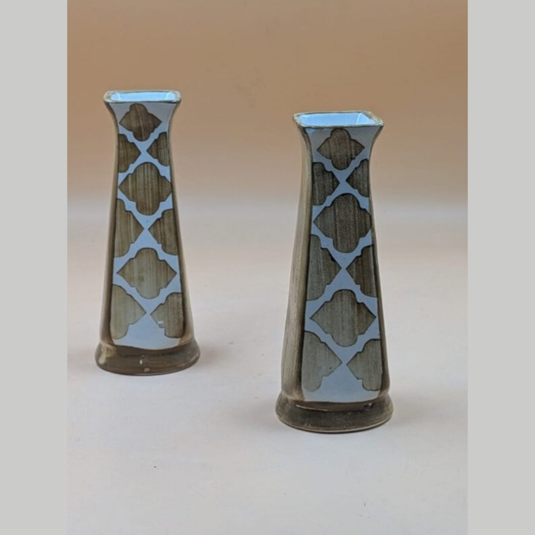 Flower Vase - Set of 2 Earthy Olive Green