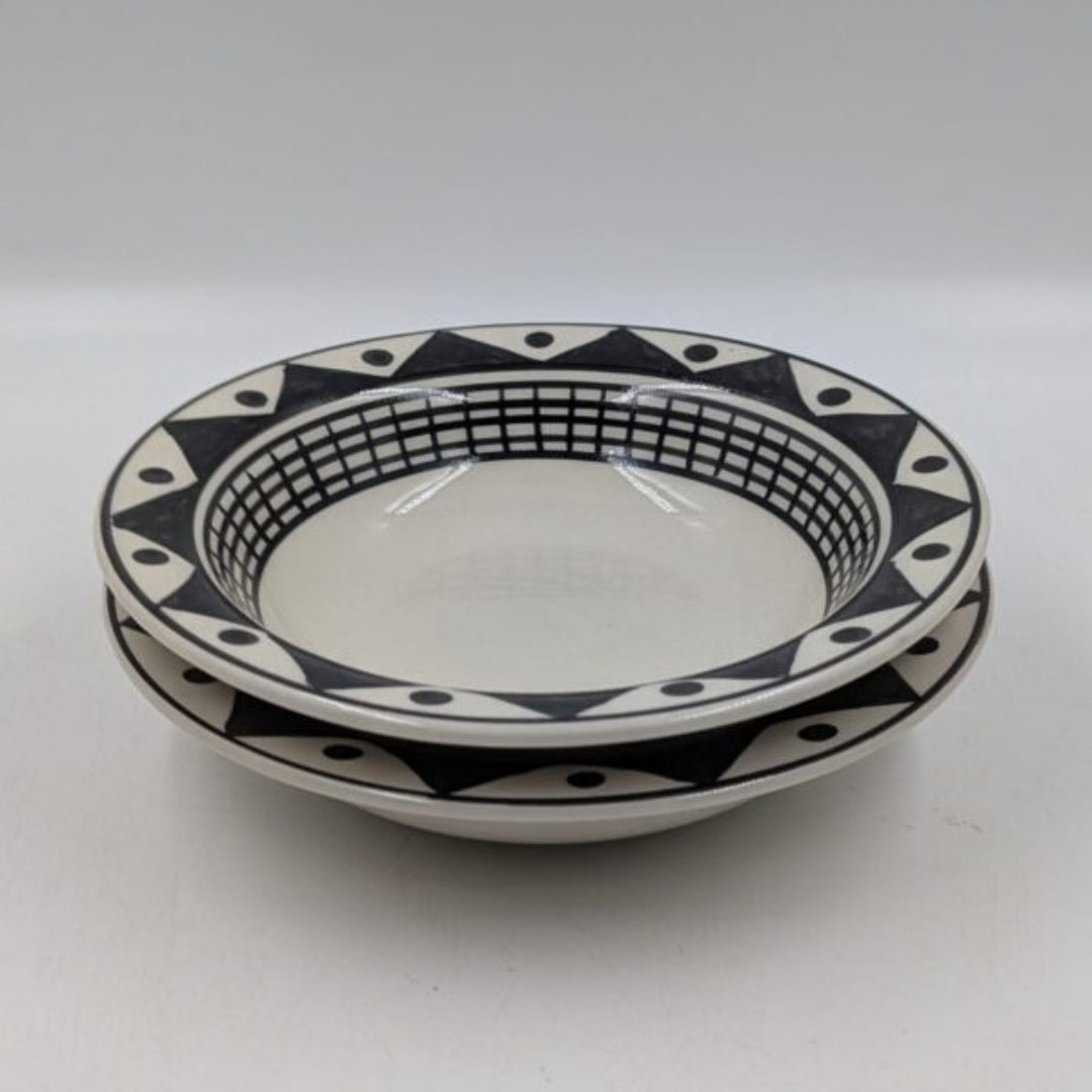 Soup Plates - Black & White Tribal / Geometric Pattern