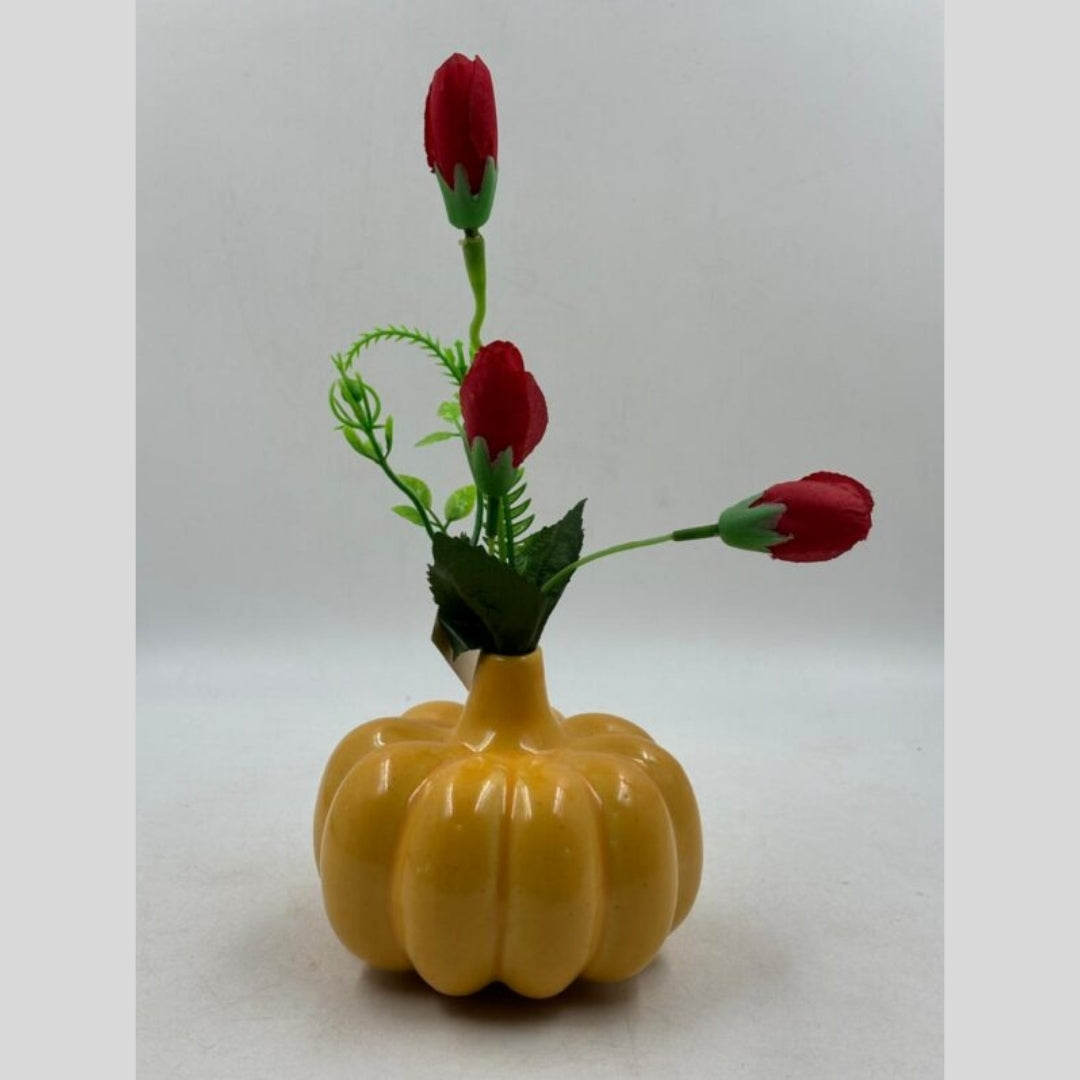 Pumpkin Flower Vase - Glossy Mustard Yellow