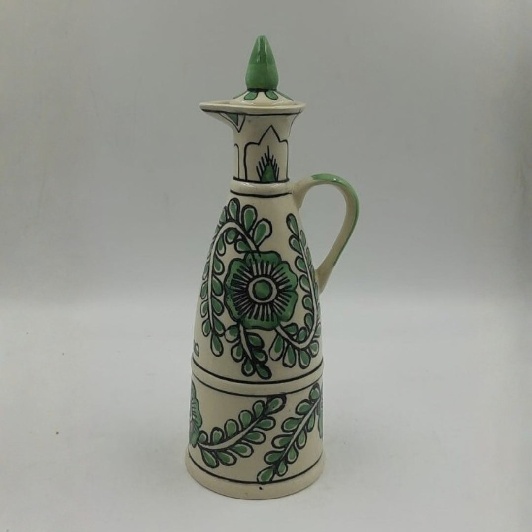 Oil Dispenser - Green Floral Handpainted