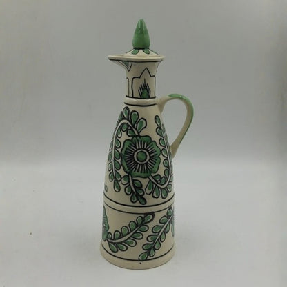Oil Dispenser - Green Floral Handpainted