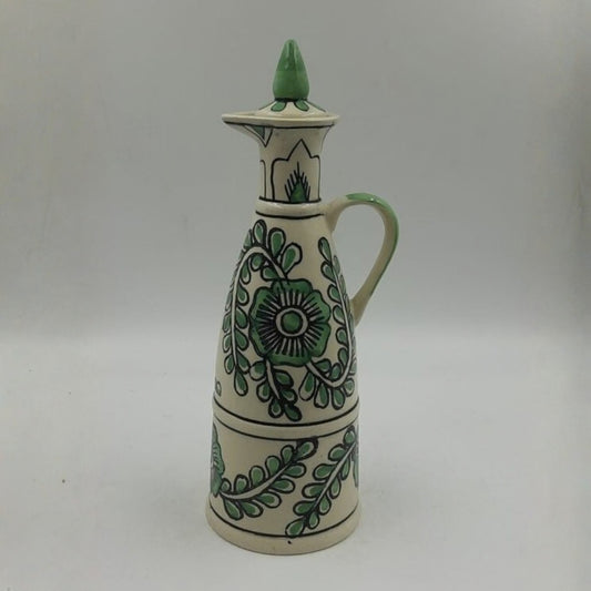 Oil Dispenser - Green Floral Handpainted