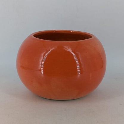 Planter - Round Glossy Terracotta Orange Globe Pot