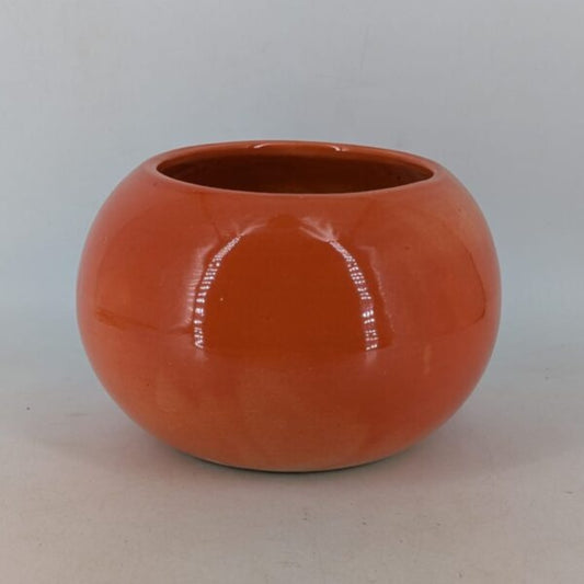 Planter - Round Glossy Terracotta Orange Globe Pot