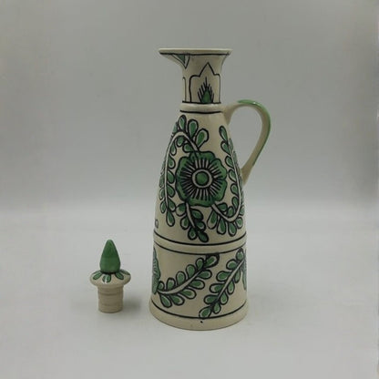 Oil Dispenser - Green Floral Handpainted