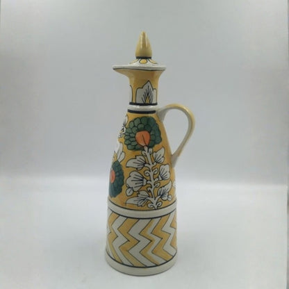 Oil Dispenser - Yellow Floral & Chevron Pattern