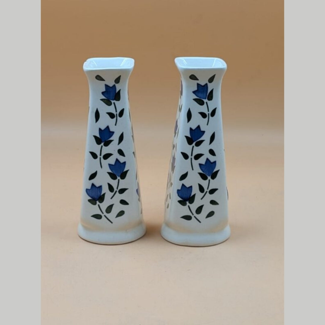 Flower Vase - Set of 2 Royal Blue Floral Vine Design