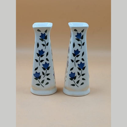 Flower Vase - Set of 2 Royal Blue Floral Vine Design