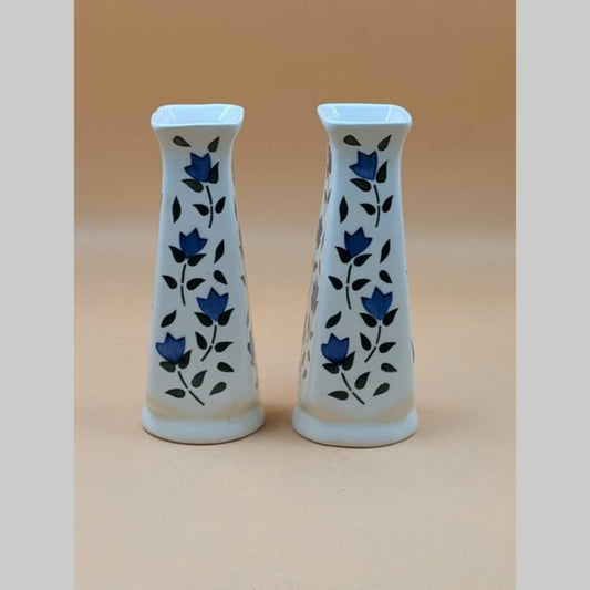 Flower Vase - Set of 2 Royal Blue Floral Vine Design