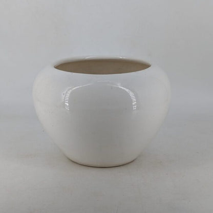Planter - Round Glossy Ivory White Globe Pot