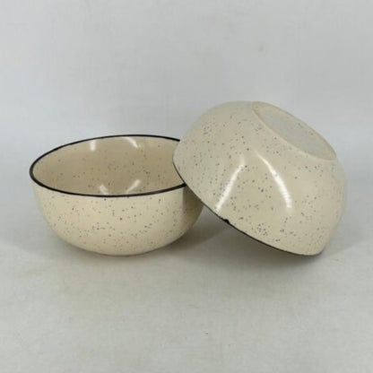 Ceramic Serving Bowls - Speckled Cream with Black Rim