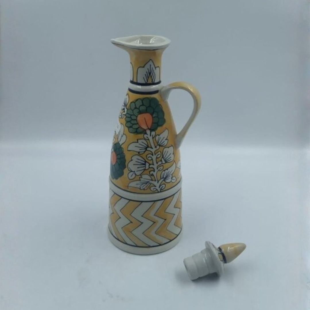Oil Dispenser - Yellow Floral & Chevron Pattern